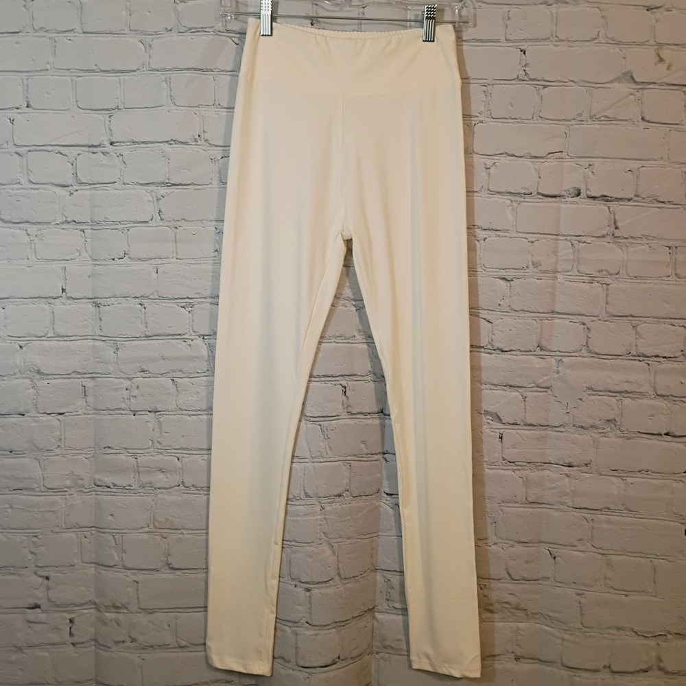 NWOT Conceited Women Ultra Soft Cream High Waisted Leggings Off White SMALL
